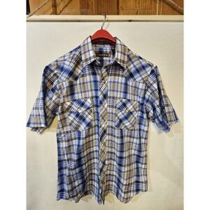 Roper Men's Short Sleeve Western Style Pearl Button Down Shirt Size Medium